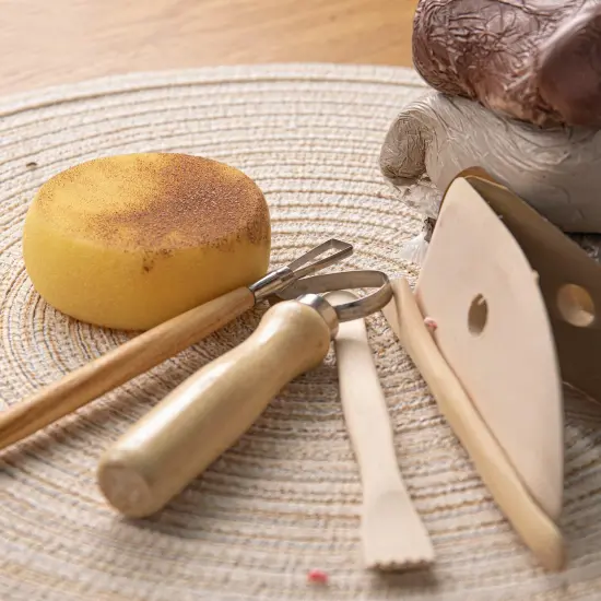 Pottery Tool Kit, 17pcs Polymer Clay Tools, Modeling Clay Sculpting Tools Kit, Ceramics Tools, Trimming, Embossing Pattern, Smooth Wooden Handles {4}