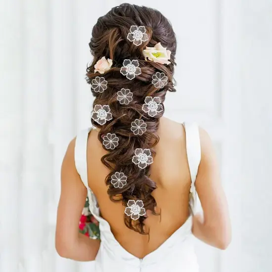 30 PCS Lace Flowers Applique Embroidery Flowers Leaf Sew Iron On Patch, Organza Patches Flowers Applique for Wedding Bridal Dress Sewing Craft DIY Clothes Hair Ornaments (White) {5}