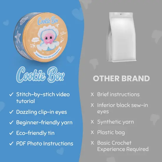 Cookie Box Crochet Kit for Beginners - Learn to Craft Amigurumi Stuffed Animals - Knitting Gift for Kids (13+) and Adults - Beginner-Friendly Yarn - Stitch-by-Stitch Video Tutorial - Oyster Pearl {4}