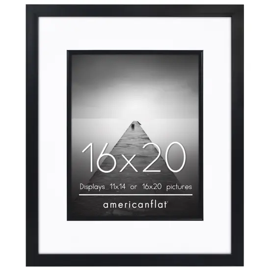 Americanflat 16x20 Picture Frame with Decorative Inner Mat Accent - Use as 11x14 photo frame with the Mat or as 16x20 frame without the Mat - Statement Frame with Polished Plexiglass {7}