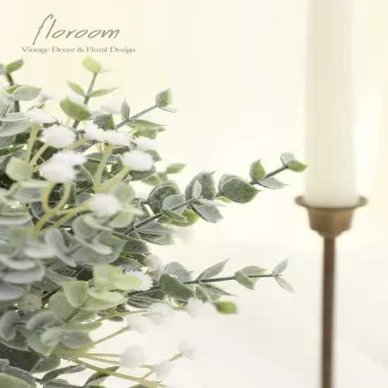 Artificial Flocked Eucalyptus Stems Faux Greenery Spray, 18pcs Best Filler Fake Plants for DIY Wedding Bouquet Centerpieces Arrangement {5}