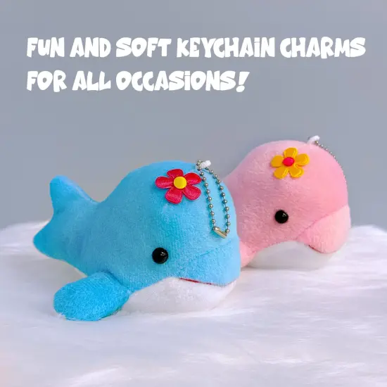Wrapables Cute Plush Keychain Pendant Charm for Bag, (Set of 2) Whales {4}