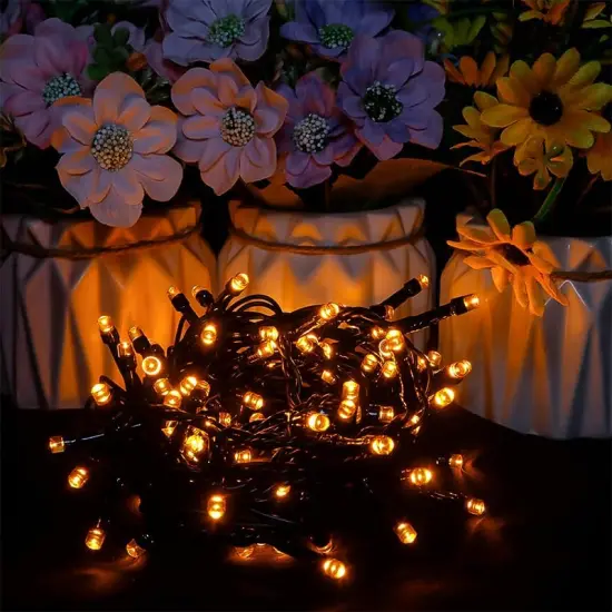 100 LED Orange Halloween String Lights {4}