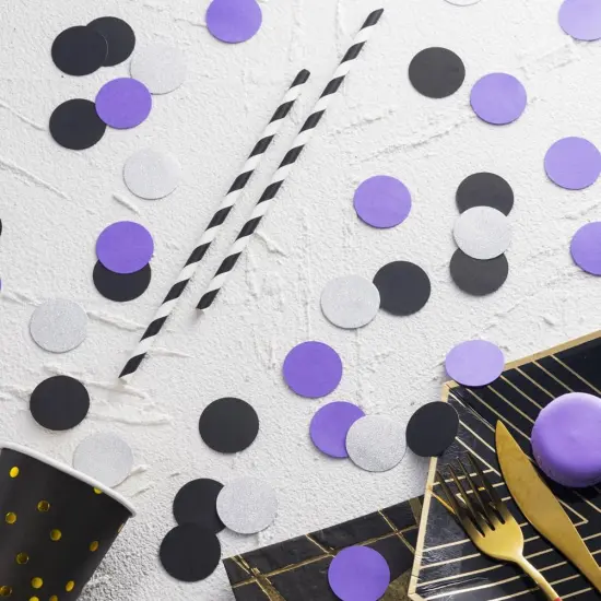 Purple Black and Silver Confetti Table Decoration -Silver,Purple,Black {2}