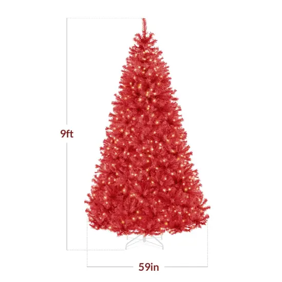 Best Choice Products Pre-Lit Red Christmas Tree, Artificial Full Holiday Decoration w/ Incandescent Lights {2}
