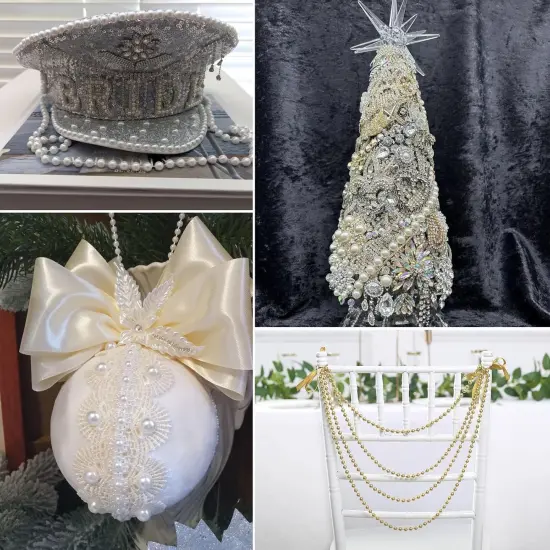 12MM Craft Pearl Beads String Spool Ivory Color Faux Pearl Strand Roll {2}