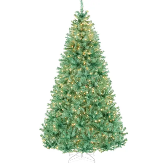 Best Choice Products Pre-Lit Sage Green Christmas Tree, Artificial Full Holiday Decoration w/ Incandescent Lights {1}