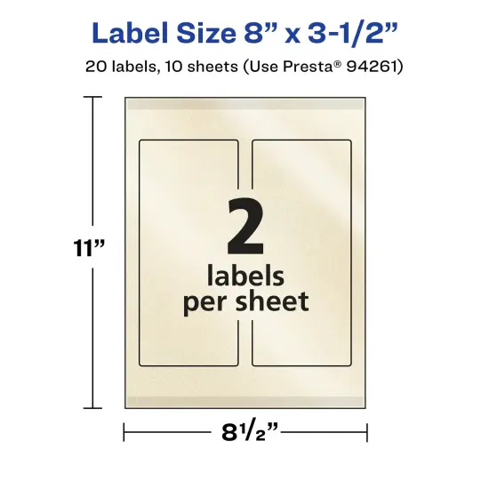 Avery Pearlized Ivory Rectangle Labels with Sure Feed Technology, Print-to-the-Edge, 8" x 3.5" {5}
