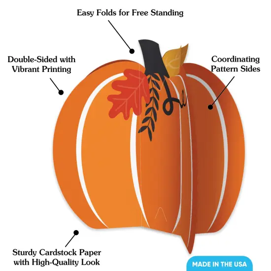 Big Dot of Happiness 3D Fall Pumpkin Centerpiece Table Decorations, Freestanding Halloween or Thanksgiving Party Decor, Party Centerpieces - 8 Count {4}