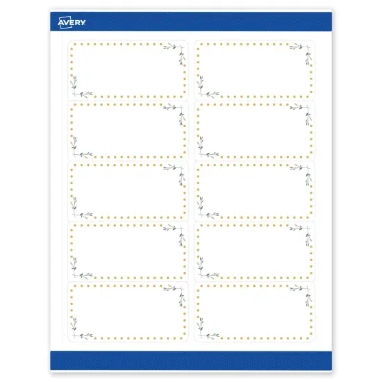 Avery Printable Rectangle Labels, Gold Dots with Green Florals, 2" x 4", Matte White Rectangle Labels, Permanent, Laser/Inkjet, 100ct, Great for Product Labels {1}