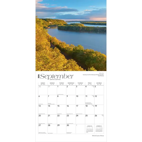 Illinois Wild & Scenic | 2026 12 x 24 Inch (Hanging) Monthly Square Wall Calendar | Plastic-Free {4}