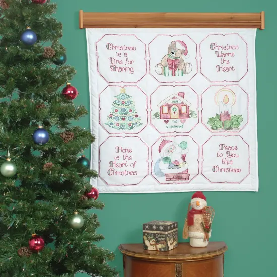 Jack Dempsey Stamped White Wall Or Lap Quilt 36"X36"-Christmas Blessing {3}