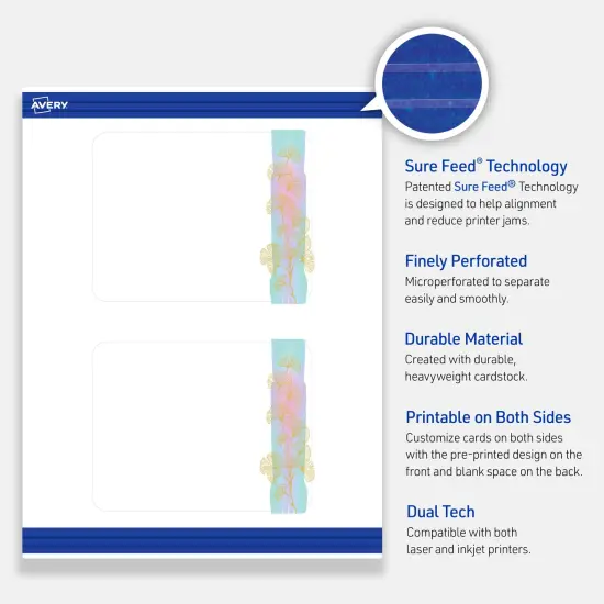 Avery Printable Round Business Cards with Sure Feed Technology, Pre-Printed Gold Florals, Matte White, 2" Diameter, Laser & Inkjet Compatible, 120 Total, Great for Branding, Marketing, and Events {3}