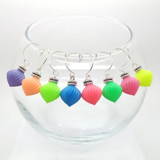 Miniature Ornaments in Bright Neon Colors, 8 pc Mix with Hangers, for Tiny Christmas Trees, Adorabilities {2}