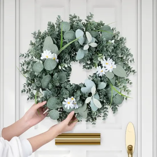 Front Door Wreaths, 20 Inch Spring Eucalyptus Greenery Wreath {3}
