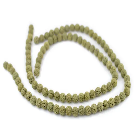The Bead Chest Lime Green Volcanic Lava Beads (8mm) {3}