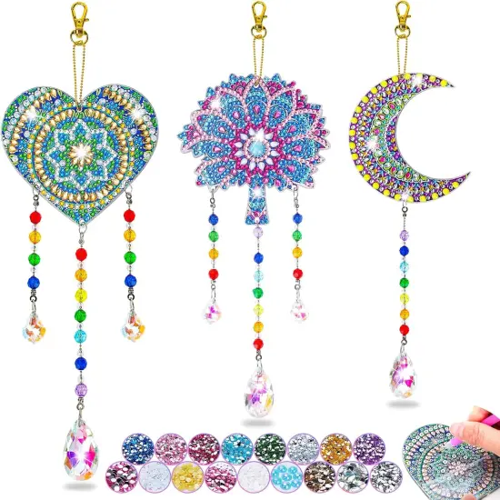 Summer Gift for 6-7-8-9-10 Yeal Old Girls Boys: Arts and Crafts for Kids Age 6-8-10-12 Diamond Art Wind Chimes Kit for Girl Toys Age 5-11 Present Sun Catcher DIY {1}