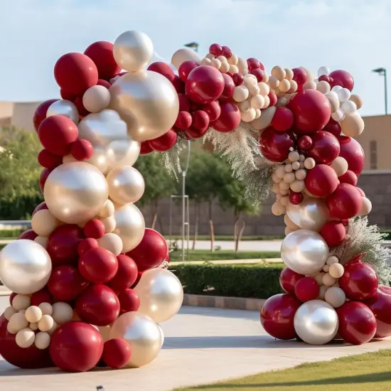 Red White Balloon Garland Dark Red Double Stuffed Balloons Arch Kit {5}
