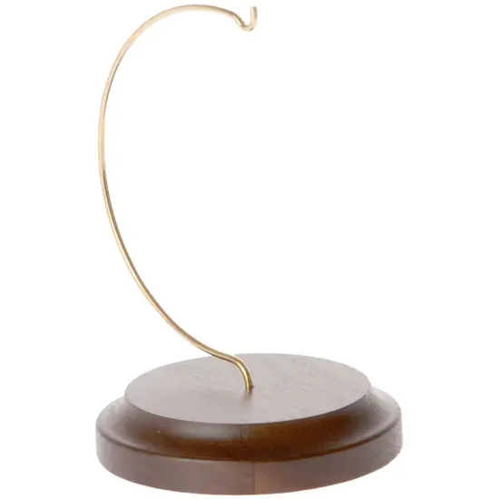 Plymor Wire Ornament Hanger Display with 3.75" Round Walnut Wood Base, 5.5" H {2}
