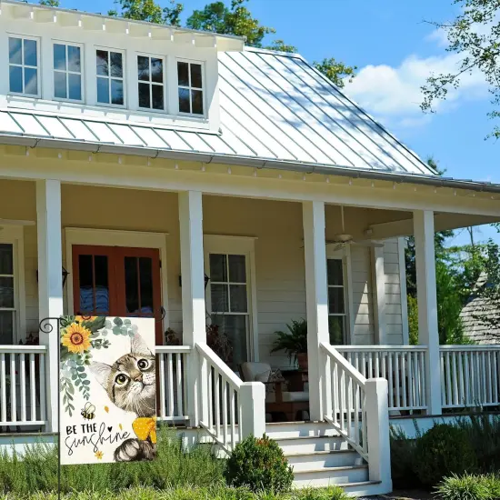 Summer Cat Garden Flag for Outside 12x18 Double Sided,Be The Sunshine Cat with Sunflowers Small Yard Flags,Spring Seasonal Decor for Farmhouse Holiday Outdoor {4}