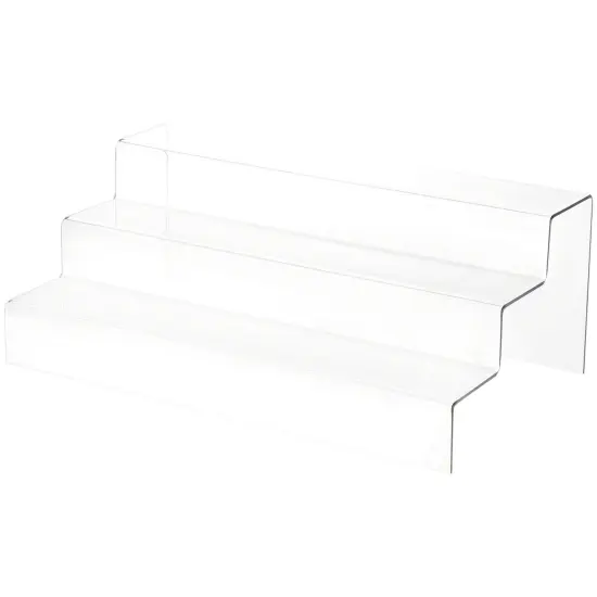 Plymor Clear Acrylic 3-Step Solid Back Display Stairs, 6" H x 16" W x 9.5" D {1}