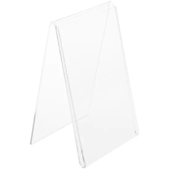 Plymor Clear Acrylic Folded A-Frame Holder for 1 Sign or Photo, 5.5" H x 3.5" W x 3" D {2}