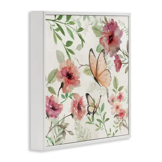 Stupell Industries Butterflies over Wild Cottage Flowers Framed Giclee Design by Nan {3}