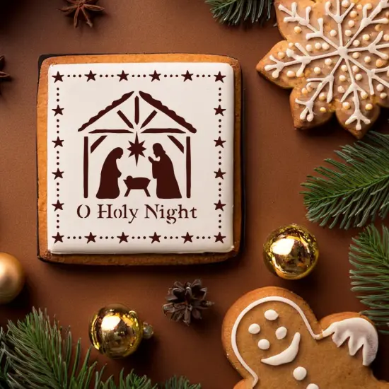 O Holy Night Nativity Scene Cookie & Craft Stencil | CM034 by Designer Stencils | Cookie Decorating Tools | {2}