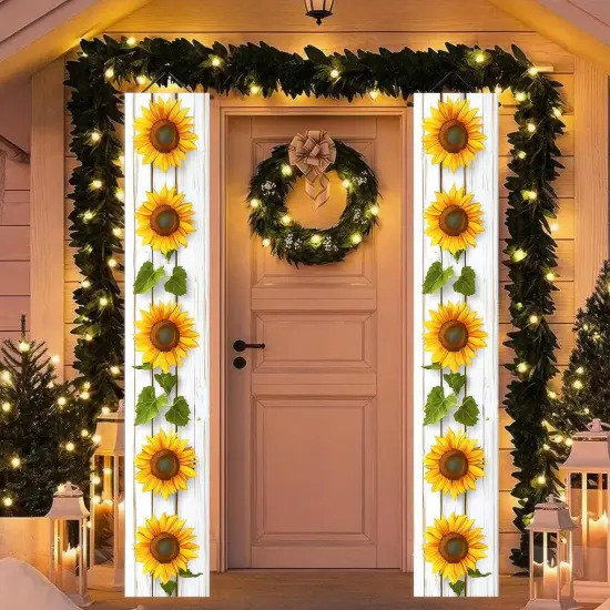 Sunflower Welcome Hanging Banners Spring Porch Banners Flags Summer Door Banners Party Decorations Hanging Banner12 x 72inches Seasonal Front Door Sign Decoration {3}