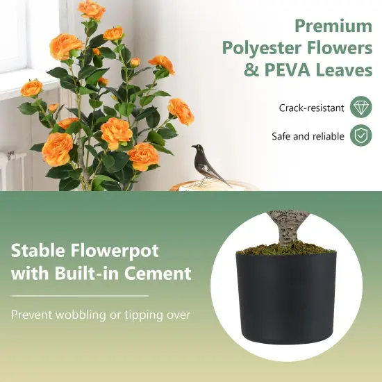 2-Pack Orange Artificial Camellia Trees with Blooming Flower {4}