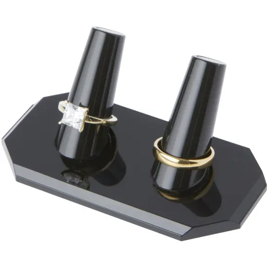 Plymor Black Acrylic Ring Finger Display, Double, 3.75" W x 2.25" D x 1.75" H {3}