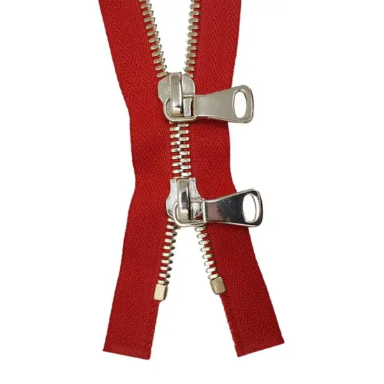 5MM or 8MM Two Way Separating Open Bottom Zipper Red Tape Brass Teeth 36" {3}