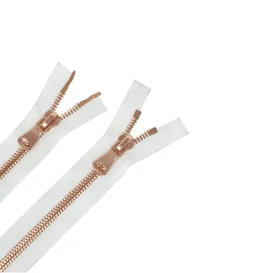 Metal 5MM Two Way Separating Zipper White Rose Gold {1}