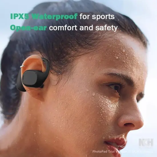JS270 True Wireless Headphones Black Conduction Waterproof Open Earpieces {3}