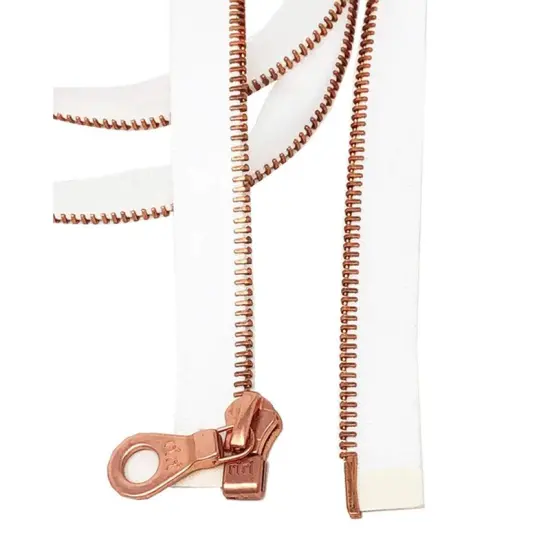 Riri 6MM One-Way Separating Jacket Zipper &ndash; White Tape with Rose Gold {3}