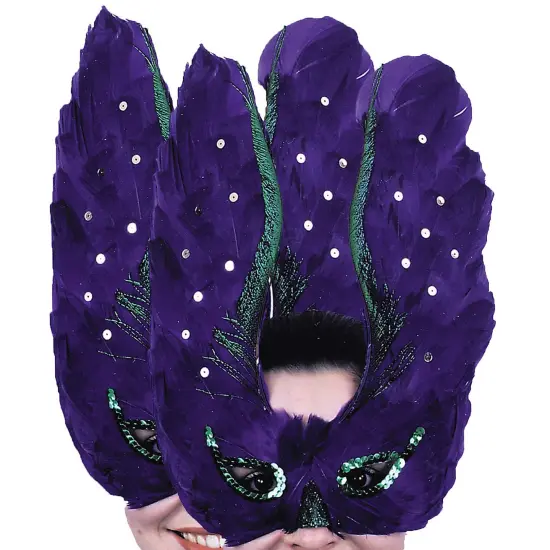Mardi Gras Feather Mask Purple with Sequin {4}
