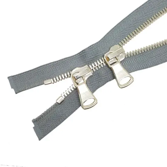 8MM Two Way Separating Open Bottom Zipper Gray Tape Brass Teeth 36" {2}