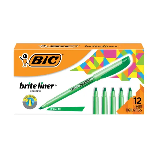 BIC Brite Liner Highlighters, Chisel Tip, 12-Count Pack of Green Highlighters, Ideal Highlighter Set for Organizing and Coloring {2}