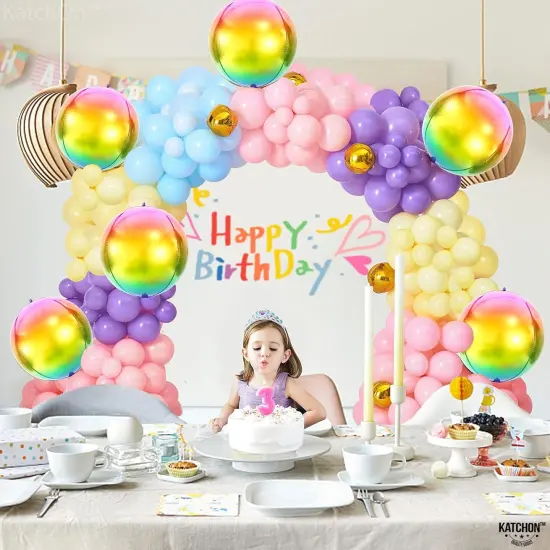 Rainbow Foil Balloons - 22 Inch, Pack of 6 | 4D Gradient Rainbow Balloons | Tie Dye Balloons for Birthday Party Decor | Rainbow Unicorn Balloons | Rainbow Mylar Balloons, Iridescent Balloons {2}