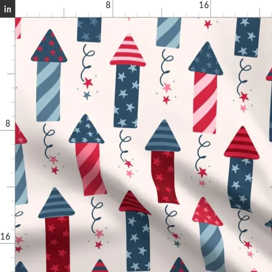 Various Fabrics by the Yard or Fat Quarter Patriotic Rockets Fourth Of July Summer Holiday Fireworks Red Blue Usa Fun Stars Stripes Custom Printed Fabric by Spoonflower {2}