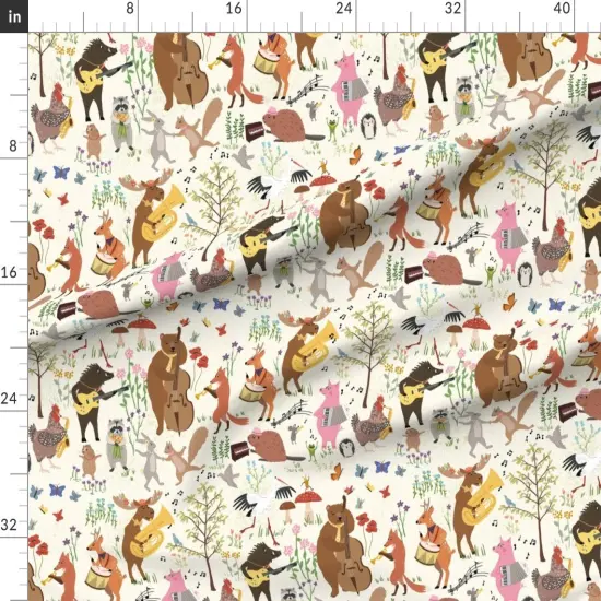 Various Fabrics by the Yard or Fat Quarter Woodland Animals Whimsical Party Colorful Kids Garden Celebration Birthday Dance Forest Custom Printed Fabric by Spoonflower {1}