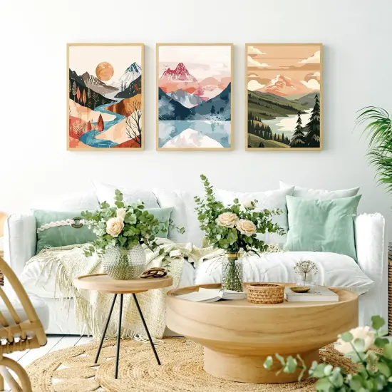 3 Pack Paint By Numbers Kit for Adults - Landscape Adult Beginner Diy Acrylic Pigment Canvas Easy Paint By Numbers - Suitable for Home Space Wall Decoration - 12x16 Inch Arts and Crafts for Adults {3}