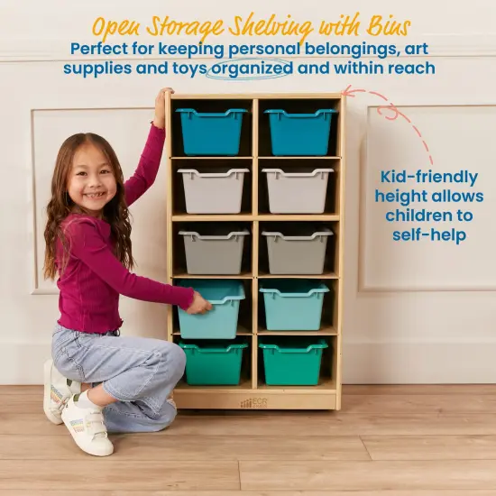 10 Cubby Mobile Tray Cabinet with 10 Scoop Front Storage Bins Contemporary {4}