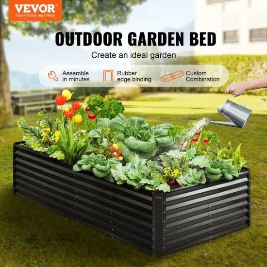 VEVOR Galvanized Raised Garden Bed Planter Box 94.5x47.2x23.6" Flower Vegetable {3}