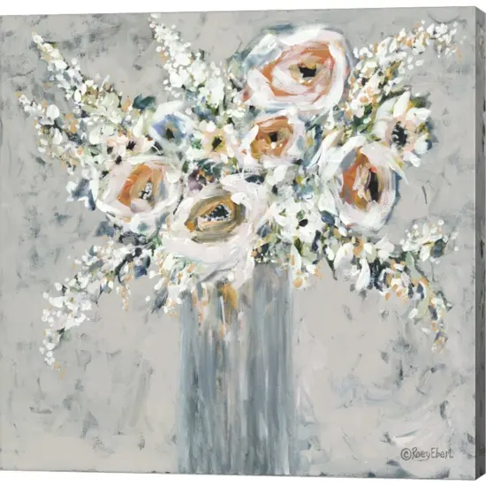 Blooms in Blue Vase by Roey Ebert 12" x 12" Canvas Wall Art {1}