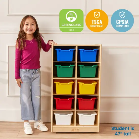 10 Cubby Mobile Tray Cabinet with 10 Scoop Front Storage Bins Assorted {6}