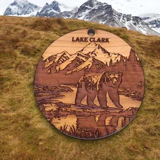 Cedar Ornament - Lake Creek - Raw Cedar 3x3in {3}