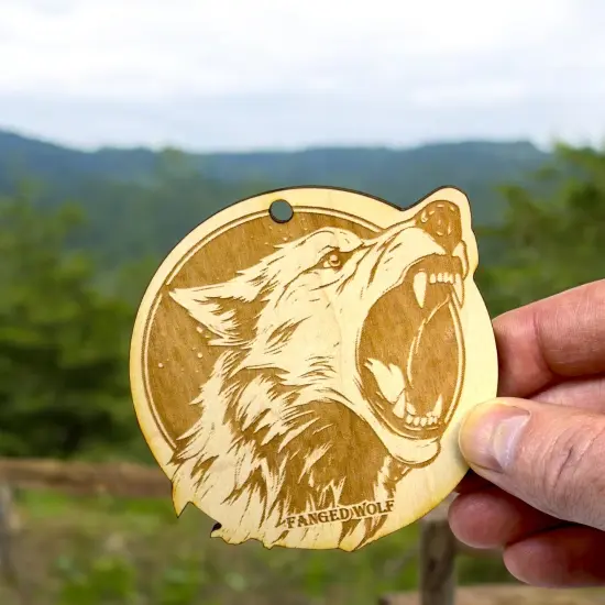 Ornament - Fanged Wolf Raw Wood {5}