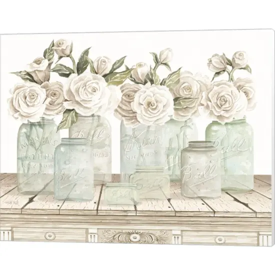 Neutral Floral Parade by Cindy Jacobs 20" x 16" Canvas Wall Art {1}