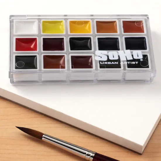 SoHo Urban Artist Watercolor Set - Professional Watercolor Paint Set of 15 Semi-Moist Whole Pans for Professional Artists & Watercolorists - Compact, Portable with Rich, Concentrated Colors {4}
